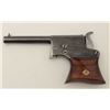 Image 2 : Remington Saw Handle derringer, .22RF  caliber, 3.25” barrel, blued finish, wood  grips, no visible 
