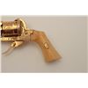 Image 4 : Engraved pinfire revolver, gold finish, ivory  grips, S/N 62033, wood presentation casing;  gun is i