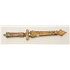 Image 2 : 19th century cast bronze dagger in  renaissance style with fancy decorations and  rich gold gilt. Me