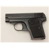 Image 2 : FN Pocket Browning Patent semi-automatic  pistol, 6.35mm caliber, 2” barrel, blued  finish, checkere