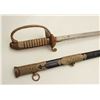 Image 5 : Japanese military dress sword with brass  mounted leather scabbard; rayskin grip.      Est.:  $200-$