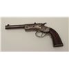 Image 1 : Stevens single shot tip-up pistol, .22  caliber, 5” barrel, wood grips, S/N 29574;  dark patina to b