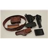 Image 3 : Misc. lot of 7 pieces, 6 leather and 1  plastic holster, clip holster, belt,  cartridge holder and e