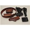 Image 4 : Misc. lot of 7 pieces, 6 leather and 1  plastic holster, clip holster, belt,  cartridge holder and e