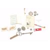Image 2 : Nazi relic lot including some documents,  pins, “tinnies”, etc. plus a couple U.S. Army  uniform cam