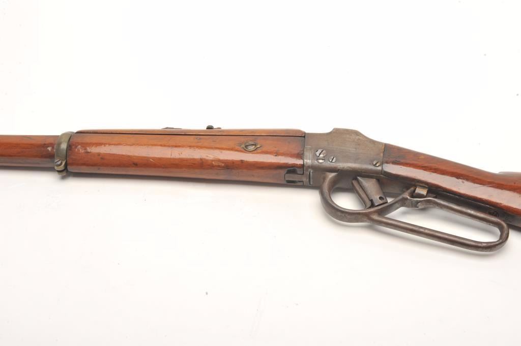 Belgian lever action converted drop lock rifle (ca. 1865), 7mm caliber ...