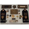 Image 1 : Riker case of misc. U.S. military uniform  boards, pins, belt buckle, etc.; a great  little grouping