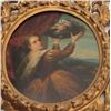 Image 2 : Early to mid-18th century oil painting on  board of lady holding basket of flowers in  vintage frame
