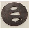 Image 1 : An iron tsuba inlaid with silver vines and  gold blossoms. 200-400 years old  EST:$150-$300