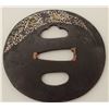 Image 3 : An iron tsuba inlaid with silver vines and  gold blossoms. 200-400 years old  EST:$150-$300