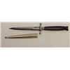 Image 1 : European 19th century dagger with reinforced  ricasso and piercing blade showing a black  horn grip.