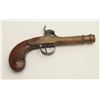Image 2 : Belgian percussion brass barreled pistol,  wood grip, 7.5” overall, working action,  taffy colored p