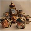Image 2 : Lot of 9 misc. collector ceramic steins  including several Royal Doulton-made famous  personality st