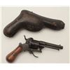 Image 2 : Pinfire revolver in original pipe case,  7.65mm caliber, 3.5” barrel, wood grip,  action needs adjus