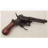 Image 3 : Pinfire revolver in original pipe case,  7.65mm caliber, 3.5” barrel, wood grip,  action needs adjus