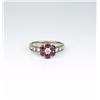 Image 1 : Charming floral design ring set with six  Burmese color rubies and 5 ‘IDEAL’ cut  diamonds of F-G co