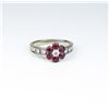 Image 2 : Charming floral design ring set with six  Burmese color rubies and 5 ‘IDEAL’ cut  diamonds of F-G co