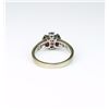 Image 3 : Charming floral design ring set with six  Burmese color rubies and 5 ‘IDEAL’ cut  diamonds of F-G co