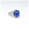 Image 2 : Stunning ladies ring featuring a Cabochon  African Tanzanite weighing approx. 7.00  carats and micro