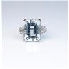 Image 2 : Incredible ladies ring set with a large  Aquamarine weighing approx. 20.00 carats and  six round bri