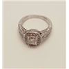 Image 5 : One 1.03ct princess cut diamond Color I  clarity SI-1 set in a 18ct white gold halo  design ring. Sh