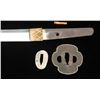 Image 8 : Koto period long wakasashi with a 20” blade  signed with traditional mountings except  blade resting