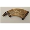 Image 2 : Wheelock powder flask of flattened and carved  cow horn originally made in 16th-17th  century and re