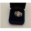 Vintage custom wide platinum band ladies ring  set with 56 brilliant full cut diamonds of  high qual