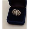 Image 3 : Vintage custom wide platinum band ladies ring  set with 56 brilliant full cut diamonds of  high qual