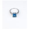 Image 4 : Gorgeous ladies ring set with a fine London  blue Topaz weighing approx. 3.50- 4.00 carats  and set 