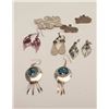 5 pairs of inlaid sterling silver earrings  and a brooch including signed taxco items   Est:$175-200