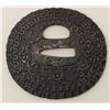 Image 3 : Large iron tsuba beautifully chiseled in  relief with dragon and pearl. A masterpiece  of the ironwo
