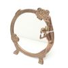 Image 3 : Brass woman’s vanity table top mirror,  approximately 10” in diameter, showing woman  and floral des