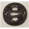 Image 4 : A rare iron tsuba chiseled in relief to  resemble rotted wood. Gold details. 200-400  years old. EST