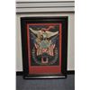 Image 2 : Large framed and matted hand sewn Marine  Corp. emblem showing Eagle and Flag,  approximately 45” x 