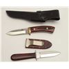 Image 3 : “Katz Chandler, AZ” marked knife along with  “M.J. Hull, Cottonwood, AZ” dagger with wood  sheaths. 