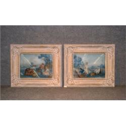 Une paire de fixés sous verre de la fin du 18e Siècle, probablement anglais, représentant des pas...