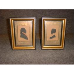 Une paire de silhouettes de la fin du 18e Siècle représentant monsieur et madame de Hertel, du ma...