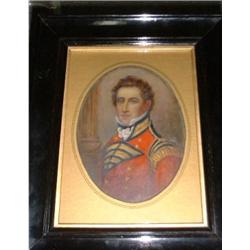 Un portrait miniature sur carton de Sir Isaac Brock....