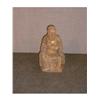 Image 1 : Une sculpture sur bois chinoise ancienne, représentant une divinité assise, traces de dorure....