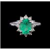 Image 2 : 2.30 ctw Emerald and Diamond Ring - 14KT White Gold