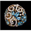 Image 2 : 5.00 ctw Blue Topaz and Diamond Ring - 18KT Yellow Gold