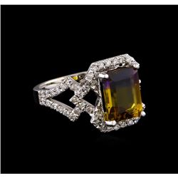 3.73 ctw Ametrine and Diamond Ring - 14KT White Gold