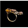 Image 4 : 4.68 ctw Citrine Quartz and Diamond Ring - 14KT Tri Color Gold
