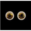 Image 1 : 8.75 ctw Citrine and Diamond Earrings - 14KT Yellow Gold