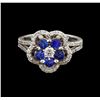 Image 2 : 14KT White Gold 0.95 ctw Sapphire and Diamond Ring