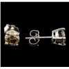 Image 2 : 14KT White Gold 1.22 ctw Fancy Brown Diamond Stud Earrings