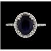 Image 2 : 3.30 ctw Sapphire and Diamond Ring - 18KT White Gold