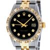 Image 2 : Rolex Mens Two Tone Diamond Lugs Black Diamond Lugs Pyramid Bezel Datejust Wrist