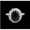 Image 2 : 2.50 ctw Garnet and White Sapphire Ring - 14KT Yellow Gold